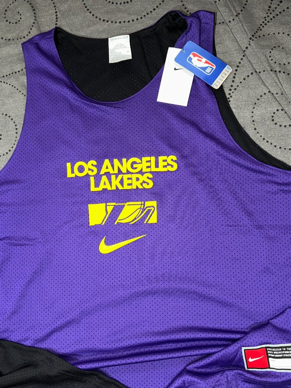 NIKE ANGELES LAKERS NBA PURPLE & BLACK BASKETBALL JERSEY SIZE 2XL XL O L MEN $70
